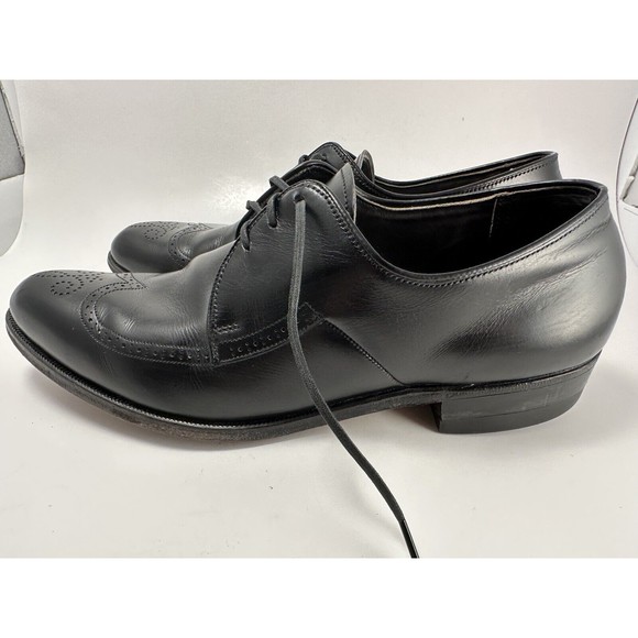 Vintage French Shriner mens Black Leather Wingtip 7.5